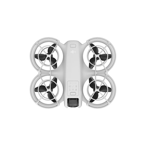 A direct above view of the DJI Neo with propeller guard installed